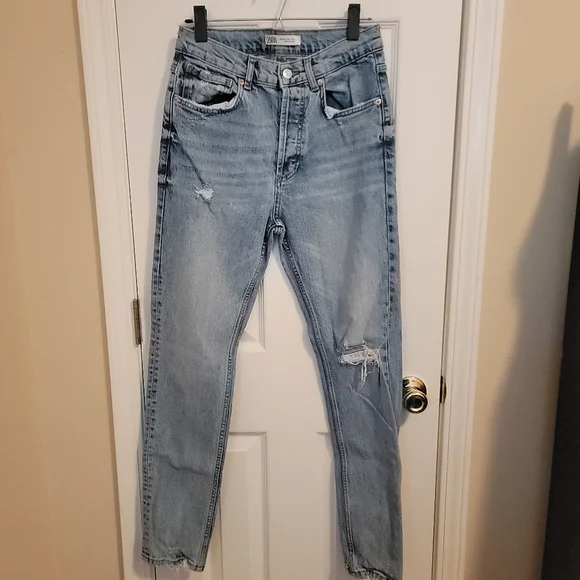Zara Light Wash Button Fly Denim Jeans Size 31 - Picture 2 of 4